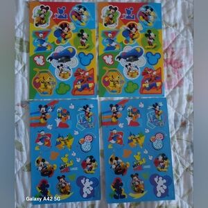 4 Sheets Disney Mickey Mouse Cartoon Stickers. Bags, Books, School, Bottle
